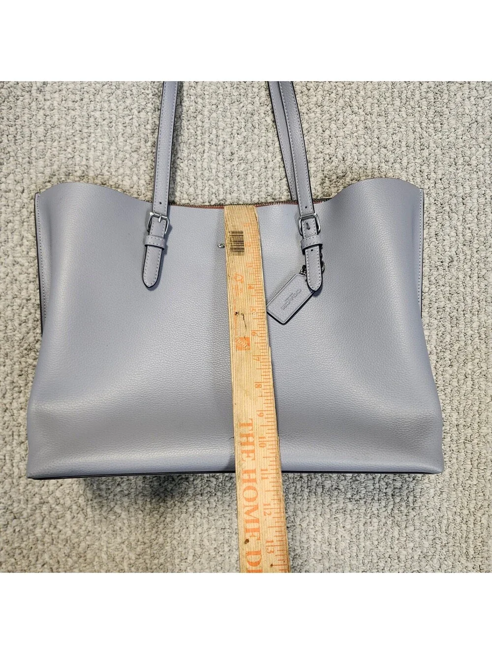 Coach Mollie Leather Tote Bag in Blue Gray Size Large